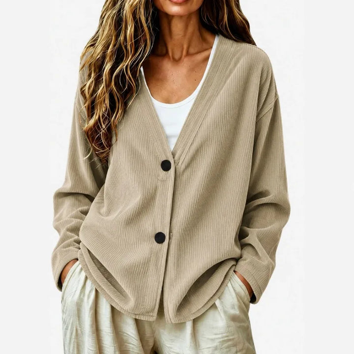 Corduroy V-Neck Button Cardigan Jacket