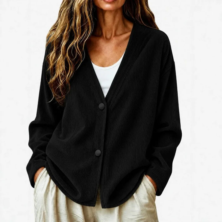 Corduroy V-Neck Button Cardigan Jacket