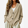 Corduroy V-Neck Button Cardigan Jacket
