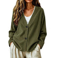 Corduroy V-Neck Button Cardigan Jacket