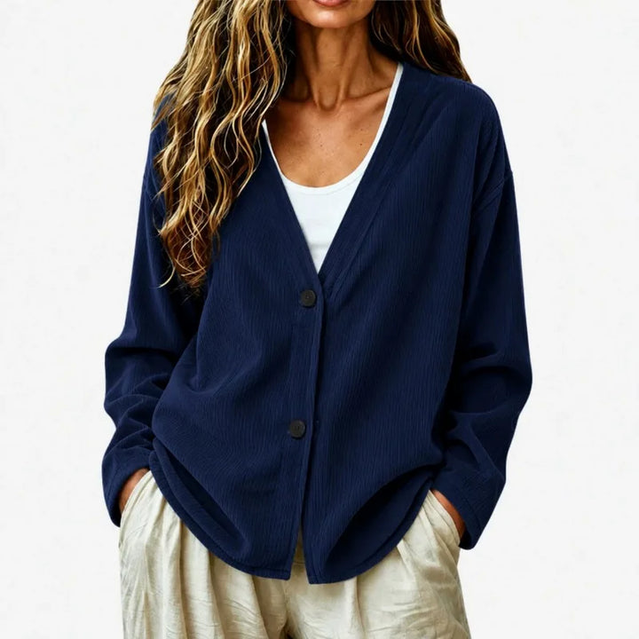 Corduroy V-Neck Button Cardigan Jacket