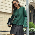 Ruffle-Trim Knit Cardigan